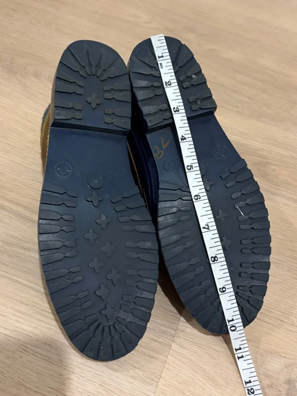 Vintage Baffin Navy and Brown Ankle Duck Boots with Patterned Knit Cuff Size 7 - Picture 6 of 6